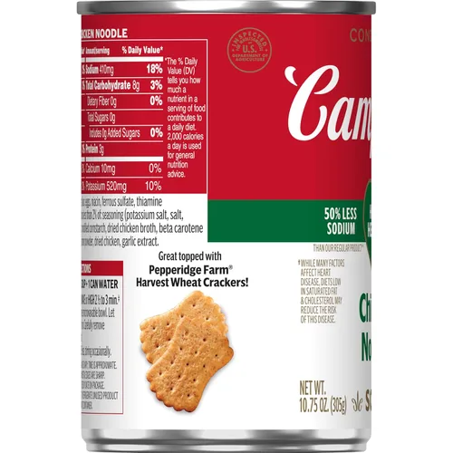 Vista 4 de Sopa condensada de fideos con pollo saludable para el corazón Campbell's, lata de 10.75 oz
