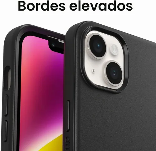 Vista 3 de OtterBox Funda de la serie Symmetry para iPhone 14 e iPhone 13 - Negro, Ultra-Elegante, Compatible con Carga Inalámbrica, Bordes Elevados Protegen