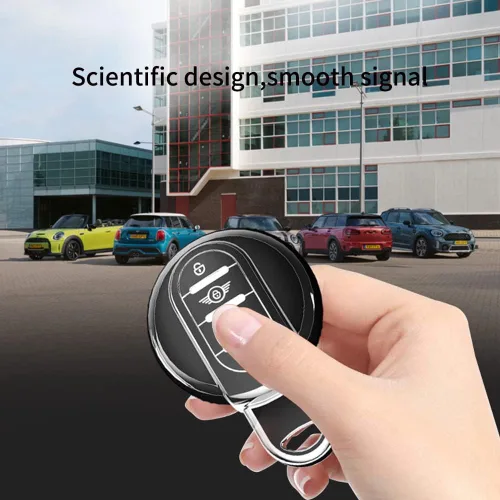 Vista 4 de KUNIO Funda para llavero de automóvil para BMW Mini Cooper S Cooper D Key Holder 3 Botones, accesorio de coche Negro