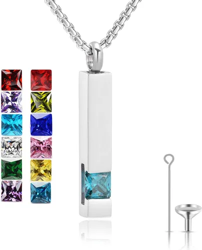 Vista 109 de YOUFENG collar con urna para cenizas, cubos de piedras natales, urna para cenizas humanas, collar de urna de cremación, relicario, recuerdo
