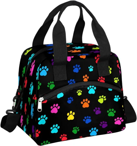 Vista 10 de Bolsa de almuerzo con estampado de leopardo animal, lonchera aislada Correa de hombro ajustable impermeable para niños, niñas, niños, escuela