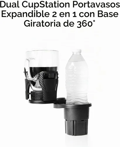 Vista 2 de Limitless Dual CupStation - Portavasos expandible 2 en 1 con base giratoria de 360°, color negro