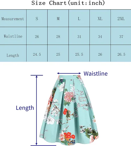 Vista 6 de Tandisk - Falda acampanada plisada, de largo a media pierna, línea A y estilo retro con bolsillos, para mujer