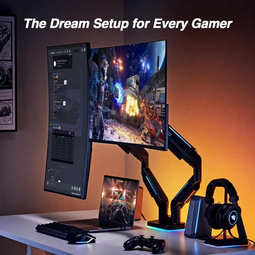Vista 3 de AVLT RGB Lights Dual 17"-43" Gaming Monitor Arm Soporte de escritorio