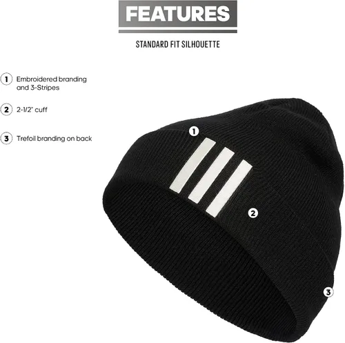 Vista 2 de adidas Unisex-Adult Off Set Three-stripe Cuff Fold Beanie