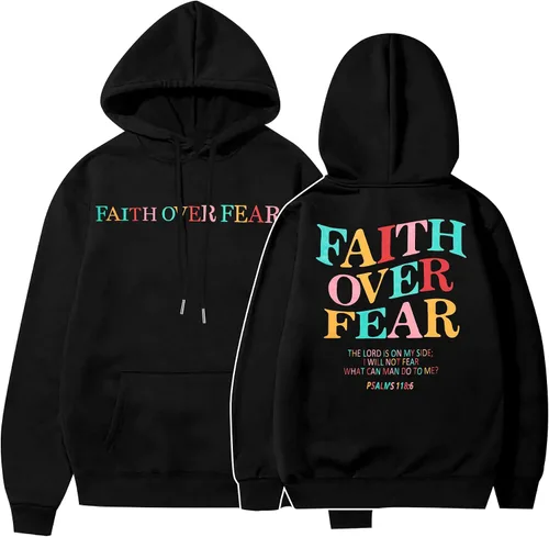 Vista 16 de BANGELY Sudadera Fe Sobre el Miedo para Mujeres, Sudadera Cristiana con Gráfico, Dichos Religiosos Cristianos, Jersey de Biblia, Tops de Pullover