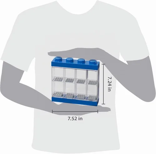 Vista 2 de Room Copenhagen LEGO - Estuche de exhibición de minifiguras apilable, contenedor de almacenamiento para figuras coleccionables, 4 tachuelas, azul