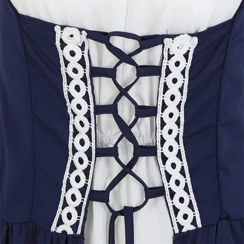 Vista 4 de Disfraz renacentista para mujer, conjunto de vestido irlandés medieval de talle alto y blusa bohemia gótica.