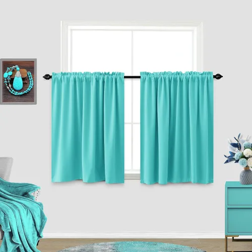 Vista 29 de Cortinas de café KOUFALL de 18 x 24 pulgadas para tratamientos de ventanas pequeñas, niveles de cortinas bohemias opacas para ventanas de RV y Beige