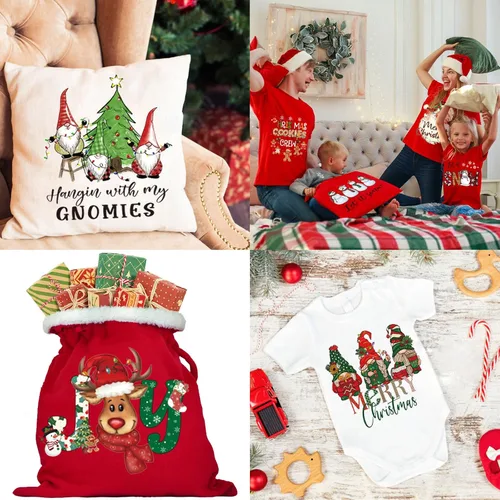 Vista 6 de 12 hojas de vinilo de transferencia de calor de Navidad, transferencia de calor de Navidad para camisetas, calcomanías de vinilo HTV para planchar