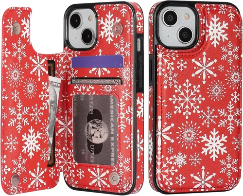 Vista 46 de HAOPINSH Funda tipo cartera con tarjetero para iPhone 14/13, diseño de Girasoles Bandera Americana