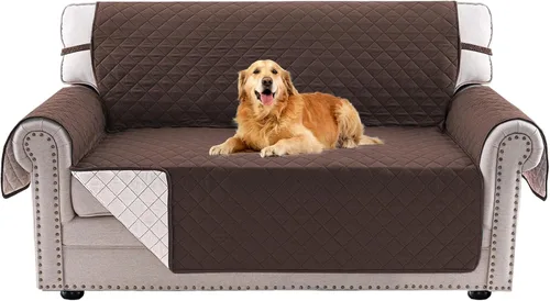 Vista 28 de PrinceDeco Funda de sofá para perros, lavable y reversible, apta para mascotas, resistente al agua, protector de muebles con correas elásticas
