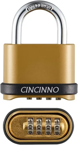 Vista 7 de CINCINNO Cerradura de combinación resistente, cerradura combinada de 4 dígitos con grillete largo, candado de combinación resistente a la intemperie
