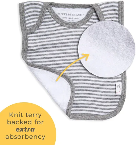 Vista 2 de Burt's Bees Baby Baberos unisex para bebé, trapos de baba de hombro de solapa, 100% algodón orgánico con baberos absorbentes de toalla de rizo