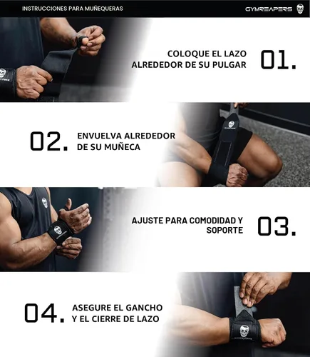 Vista 5 de Gymreapers Muñequeras de levantamiento de pesas (aprobadas por IPF) de 18 pulgadas, soporte de muñeca de calidad profesional con lazo para el pulgar