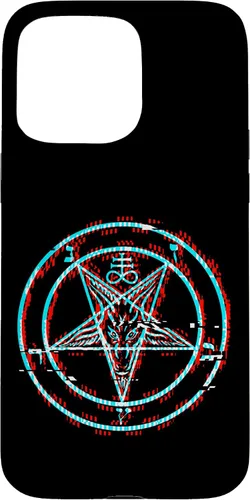 Vista 30 de Funda estética de terror para iPhone 14 Pro Max con pentagrama satánico Baphomet Vaporwave