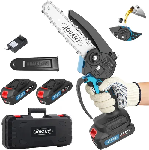 Vista 7 de Mini motosierra inalámbrica de 6 pulgadas, sierra de poda eléctrica de mano ligera para podar árboles, corte de ramas, corte de madera, jardinería