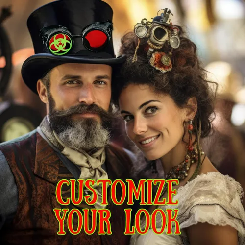 Vista 2 de UMBRELLALABORATORY Steampunk Mad Scientist - Gafas de disfraz de científico loco, accesorios de disfraces, gafas de cosplay verdes retro redondas