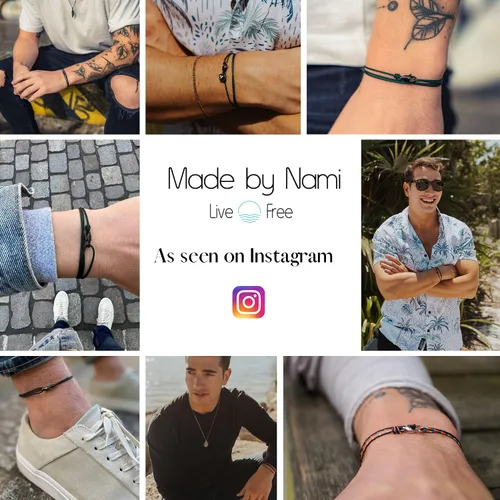 Vista 7 de Pulsera de cuerda náutica de Made by Nami para hombres, impermeable y ajustable, con cierre de gancho, regalo para él