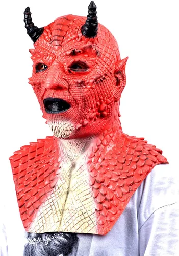 Vista 3 de Máscara de demonio Diablo Máscara de látex para la cabeza, máscara de terror, fantasma, diablo, fiesta de baile, bioquímica, alienígena zombi