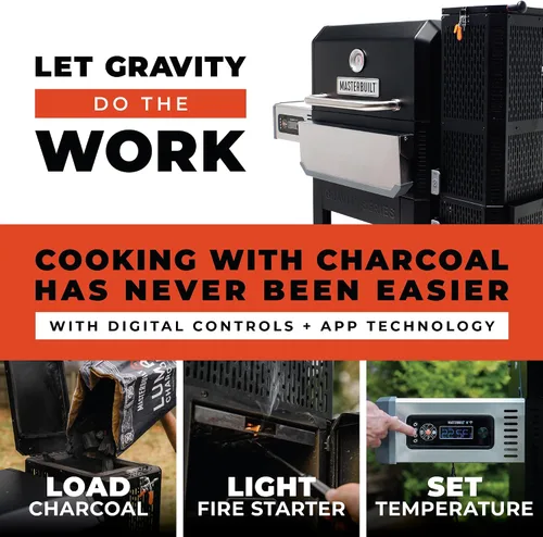 Vista 4 de Masterbuilt Gravity Series 800 Parrilla ahumadora - Parrilla de carbón más inserto de plancha, control digital, conectividad de aplicaciones, 800