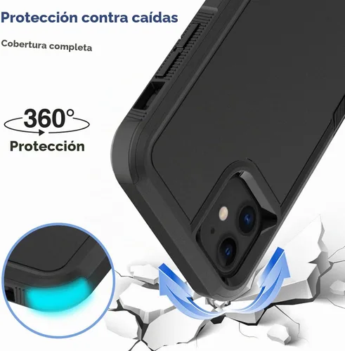 Vista 3 de MDCN Funda para iPhone 11: funda protectora de doble capa resistente para teléfono celular, a prueba de golpes, resistente, con protector
