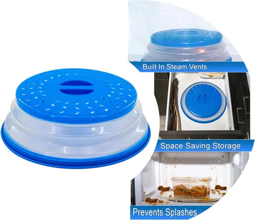 Vista 3 de Cubierta protectora contra salpicaduras de microondas, tapa plegable para protección de alimentos y fácil almacenamiento, sin BPA, apta