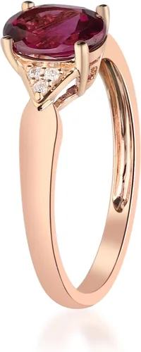Vista 2 de Gin & Grace Anillo de diamantes de granate natural rosa púrpura de 10 quilates (I1) con joyería de trabajo diario para mujeres, regalos para ella