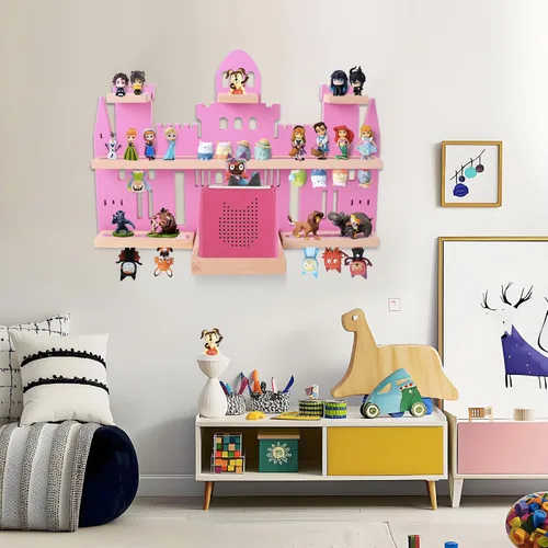 Vista 7 de Givilio Estantería de Tonie en forma de Castillo para Toniebox, Juego de Estanterías de Tonie Montadas en la Pared, Almacenamiento de Figuras Tonie