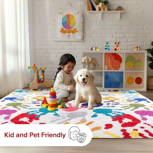 Vista 6 de nuLOOM Pinkie Handprint - Alfombra infantil de 10 x 14 pulgadas, multicolor