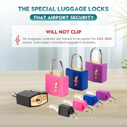 Vista 3 de Paquete de 4 mini cerraduras con llave, candado de equipaje aprobado por la TSA, cerradura de maleta aprobada por la TSA para equipaje, maleta