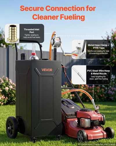 Vista 5 de VEVOR Tanque de transferencia de combustible portátil de acero al carbono Negro