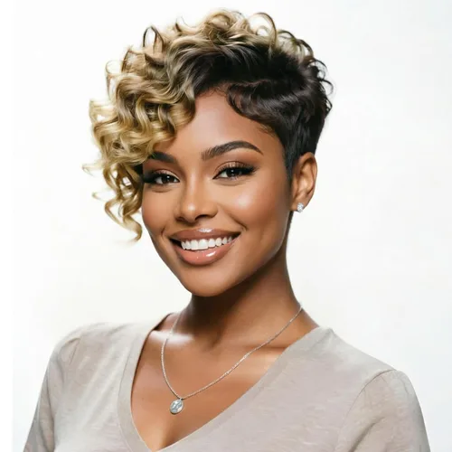 Vista 14 de Peluca de cabello humano con corte Pixie para mujeres negras, 100% cabello humano real, peluca corta y recta sin pegamento con flequillo, hecha a