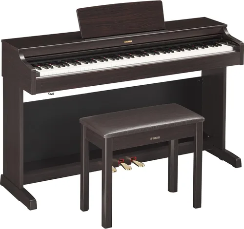 Vista 5 de Yamaha YDP143R Serie Arius - Piano de consola digital con banco, madera de palo rosa oscuro