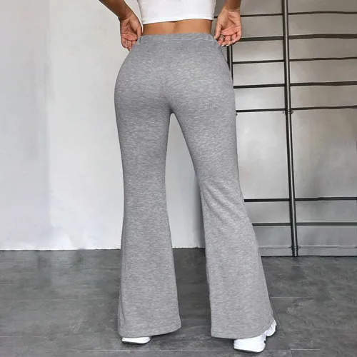Vista 4 de TBA Pantalones deportivos de cintura alta con cordón para mujer, elásticos, pantalones de yoga, pierna ancha, pantalones de entrenamiento