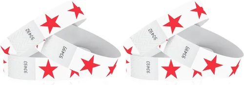 Vista 12 de 500 pulseras Tyvek de estrellas azules Wristco para eventos, a prueba de manipulaciones Cómoda pulsera Tyvek resistente al agua y al desgarro