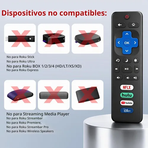 Vista 3 de Paquete de 4 controles remotos de repuesto para Roku TV, control remoto