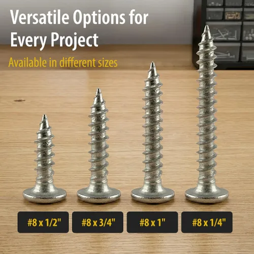 Vista 7 de BCP Fasteners 10 unidades de tornillos Phillips modificados con cabeza de armadura de acero inoxidable 304 de #8 x 1” para madera (BCP1261)