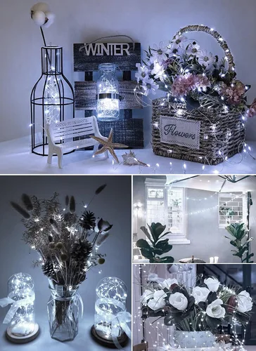 Vista 5 de Minetom Guirnalda de luces parpadeantes enchufables, 100 luces LED USB de Blanco puro