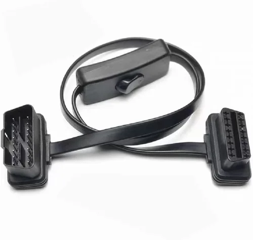 Vista 6 de Cable de extensión OBD2, cable de extensión OBDII ultrafino macho a hembra, cable de extensión OBD de 16 pines, 2 cables planos, diagnóstico