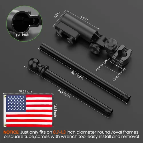 Vista 7 de 10L0L Kit de soporte para bandera de carrito de golf y poste de bandera universal para Yamaha EZGO Club Car, soporte resistente para carrito