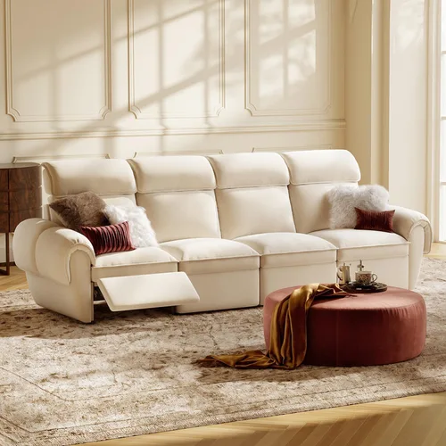 Vista 22 de ALIVING Sofá modular seccional, sofá reclinable de 3 plazas para sala de estar, blanco roto Blanco hueso
