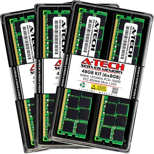 Vista 140 de A-Tech 4GB DDR3 1333MHz PC3-10600R ECC RDIMM 1Rx4 Rango único 1.5V Registrado DIMM 240-Pin Módulo de actualización de memoria RAM de servidor
