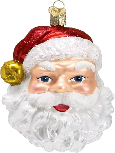 Vista 6 de Old World Christmas - Adorno de Santa tonto pequeño de vidrio soplado para árbol de Navidad, decoración festiva hecha a mano, colección de Santa