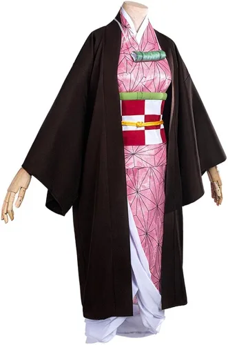 Vista 4 de Kamado - Disfraz de kimono Wan de Navidad para niños niñas y disfraces accesorios para el cabello y bambú