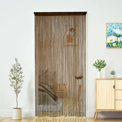 Vista 17 de YaoYue Cortina de hilos para umbral, cortinas de puerta, divisor de ambientes con flecos estilo boho hippie para colgar en patio, dormitorio