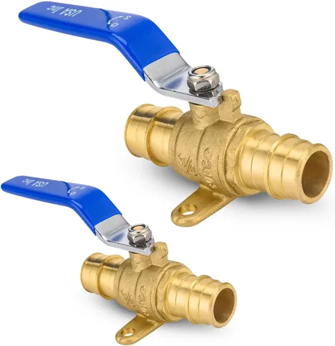 Vista 23 de Válvula de bola azul, válvula de cierre Pex A de 1/2 pulgada con oreja, válvula de bola de cierre Pex de puerto completo de latón para agua, aire