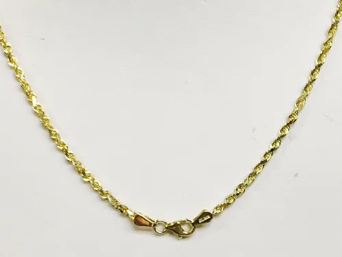 Vista 2 de unbranded Cadena colgantecollar de cuerda de corte de diamante de oro amarillo macizo de 10 Kt, 0.098 in
