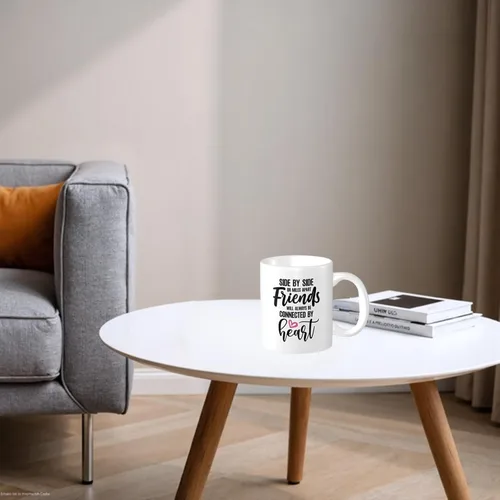 Vista 4 de Taza de café de regalo para mejores amigos, con texto en inglés "Friends Will Always Be Connected by Heart", para cumpleaños, Navidad y mejores