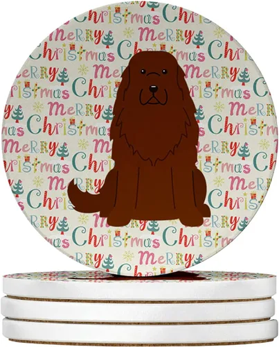Vista 133 de Abyssinian Sand Terrier Merry Christmas - Posavasos grandes de piedra arenisca (4 unidades)